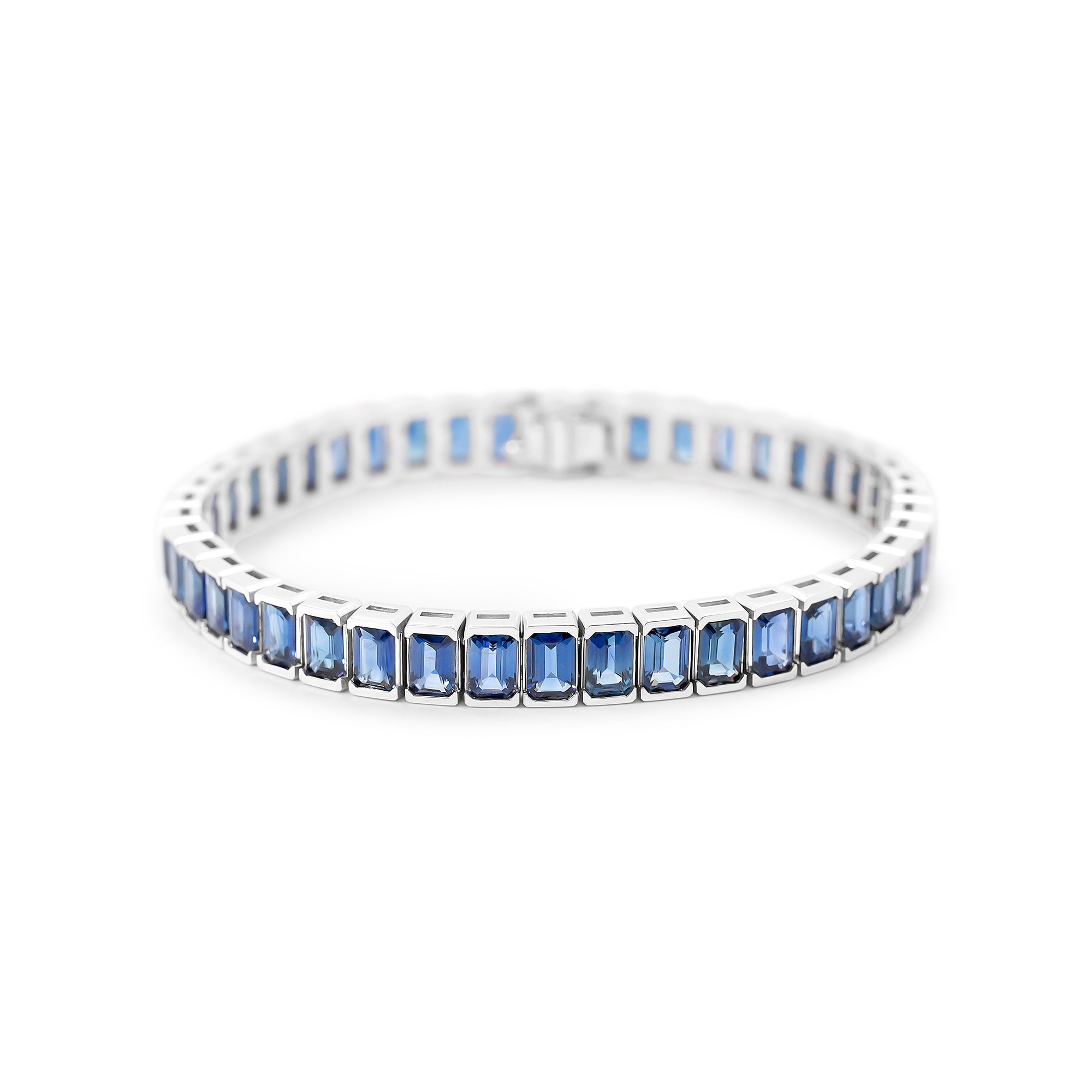 Blue Sapphire Bezel Set Bracelet