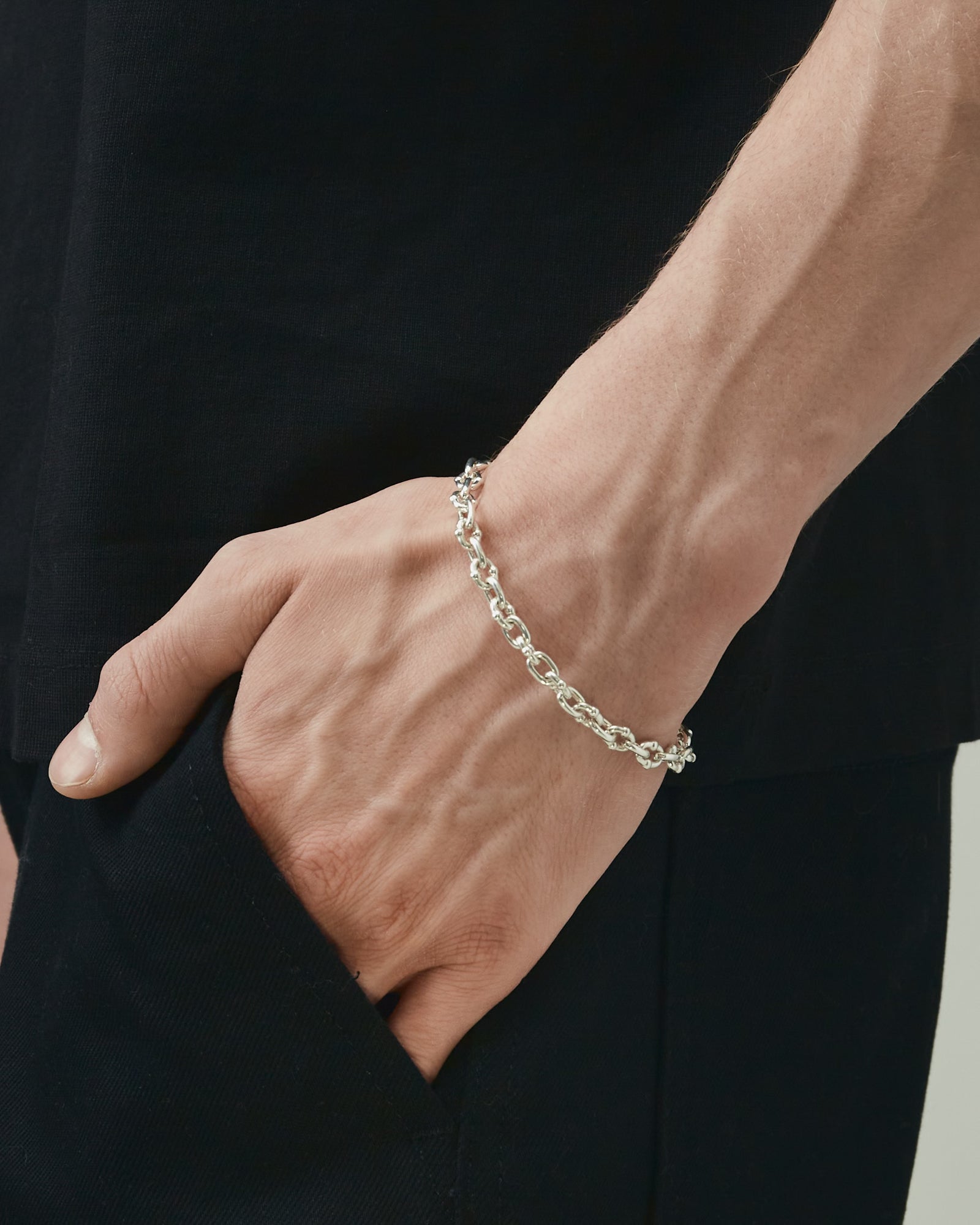 Thick Silver Umlaut Link Bracelet