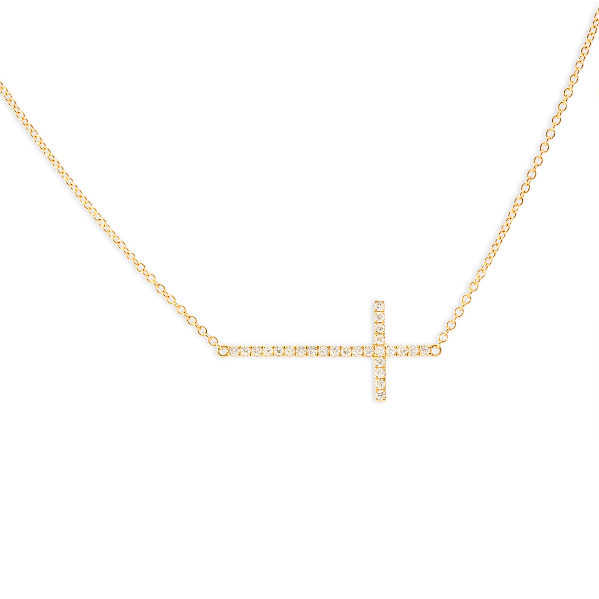 Sideways Diamond Cross Necklace