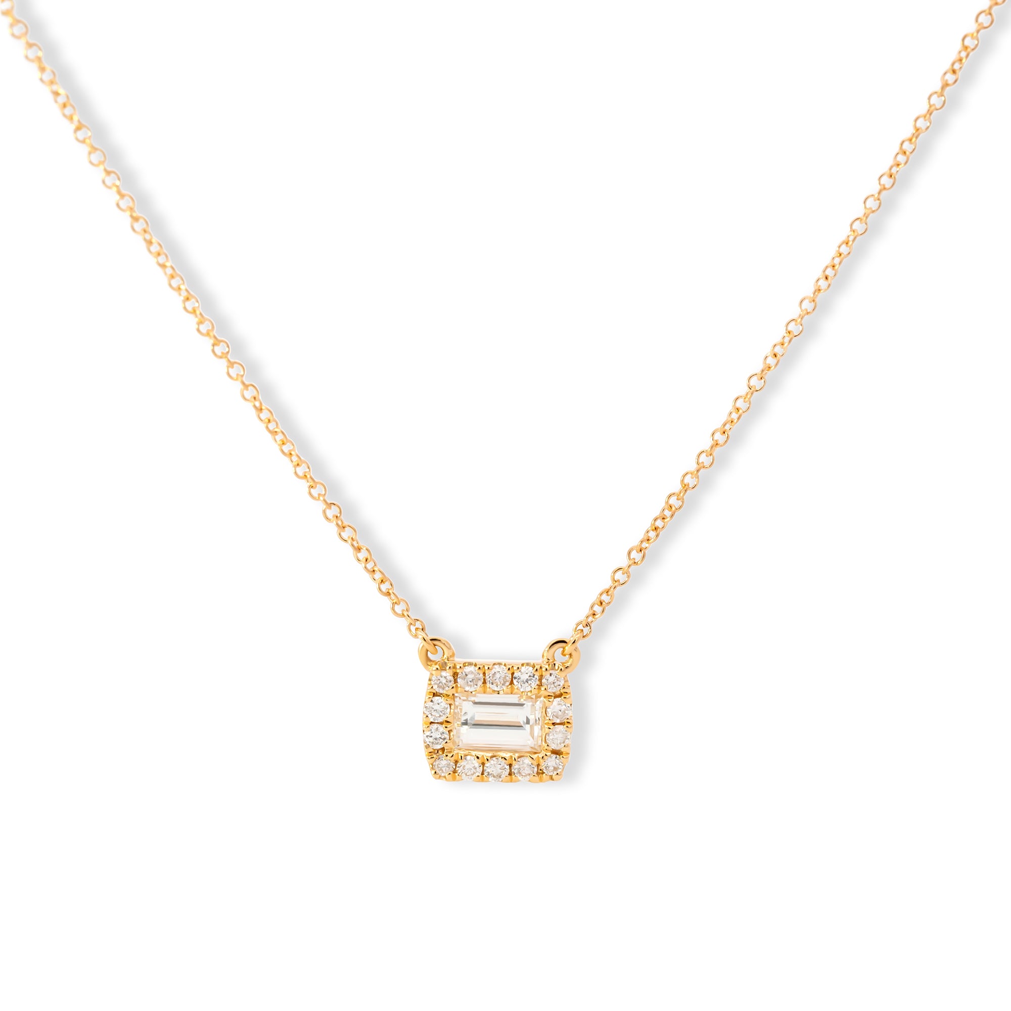Diamond Baguette Charm Necklace