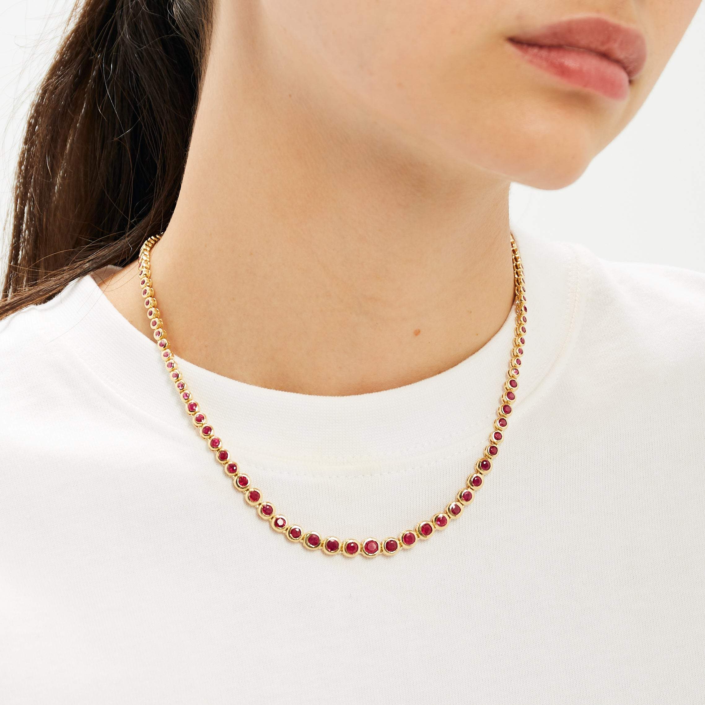 Ruby Colored Stone Necklace