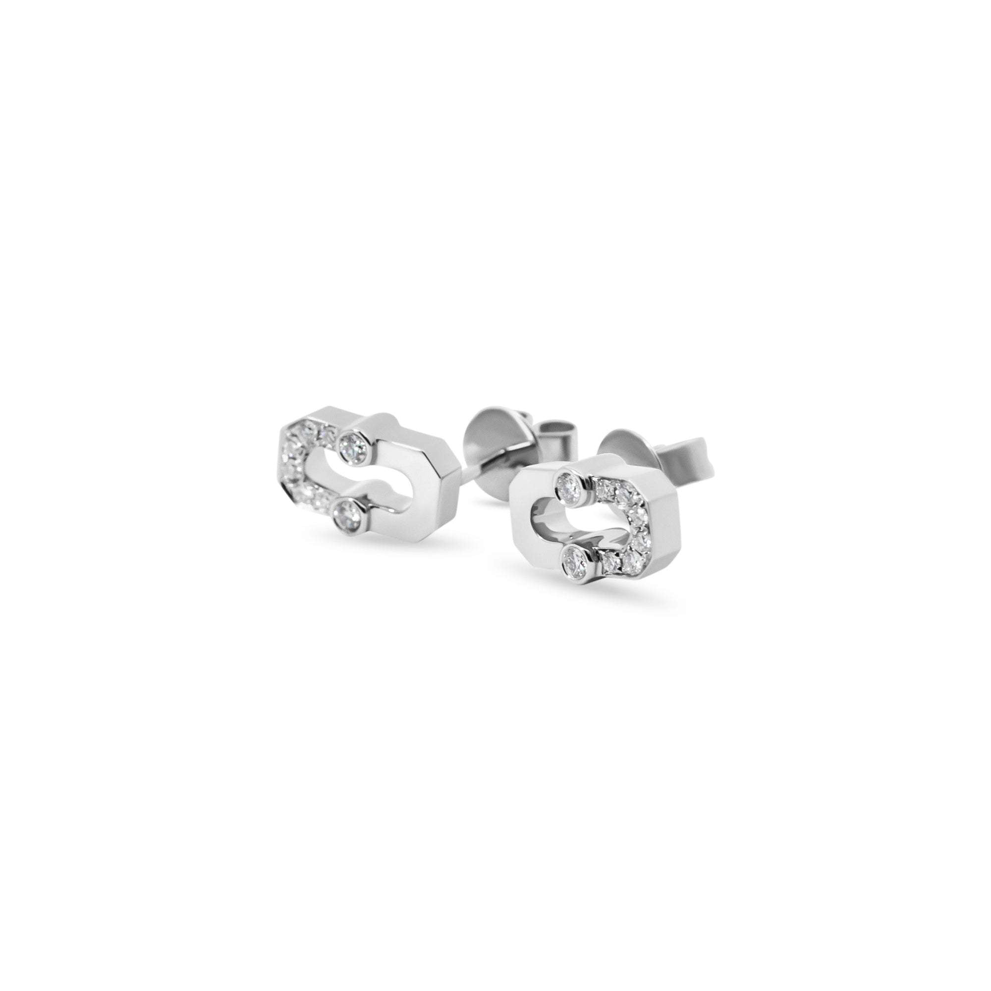 Varsity Umlaut Half Diamond Stud Earring