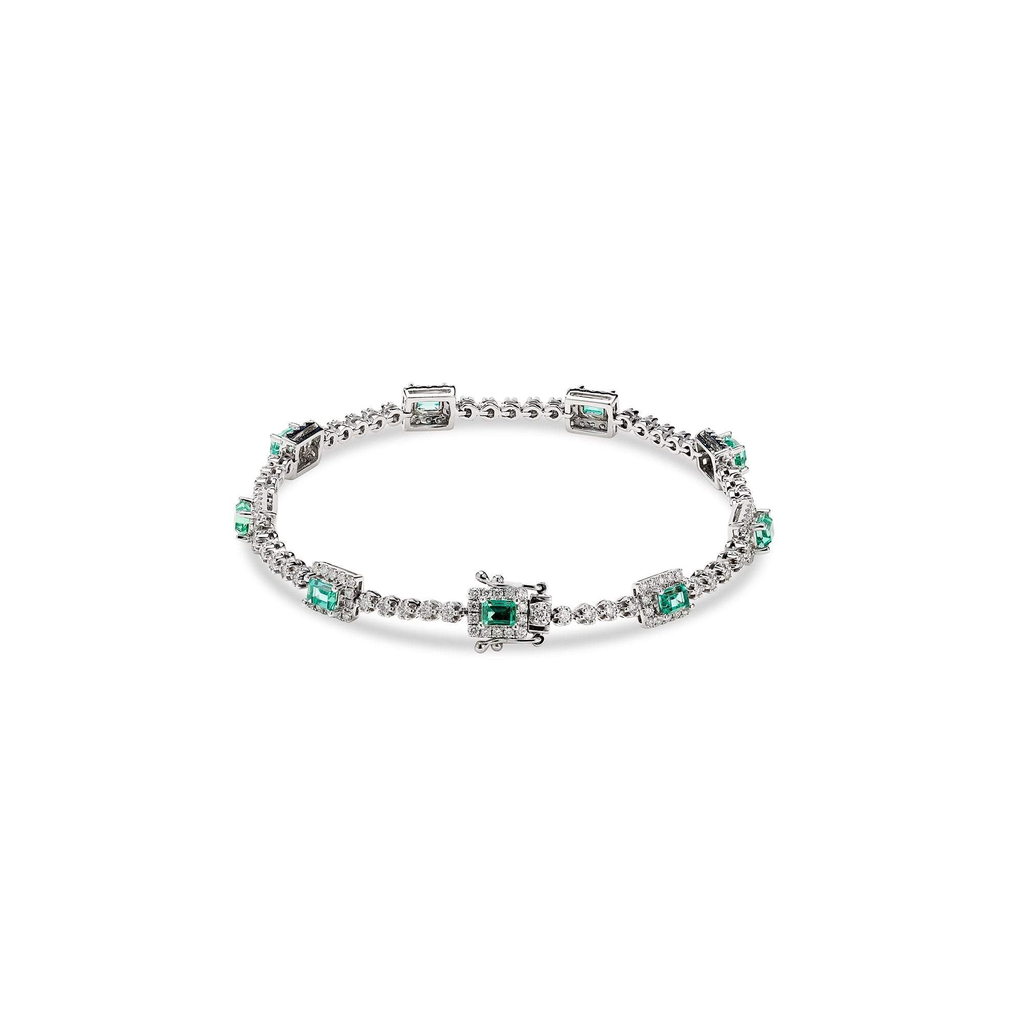 Emerald Diamond Link Bracelet