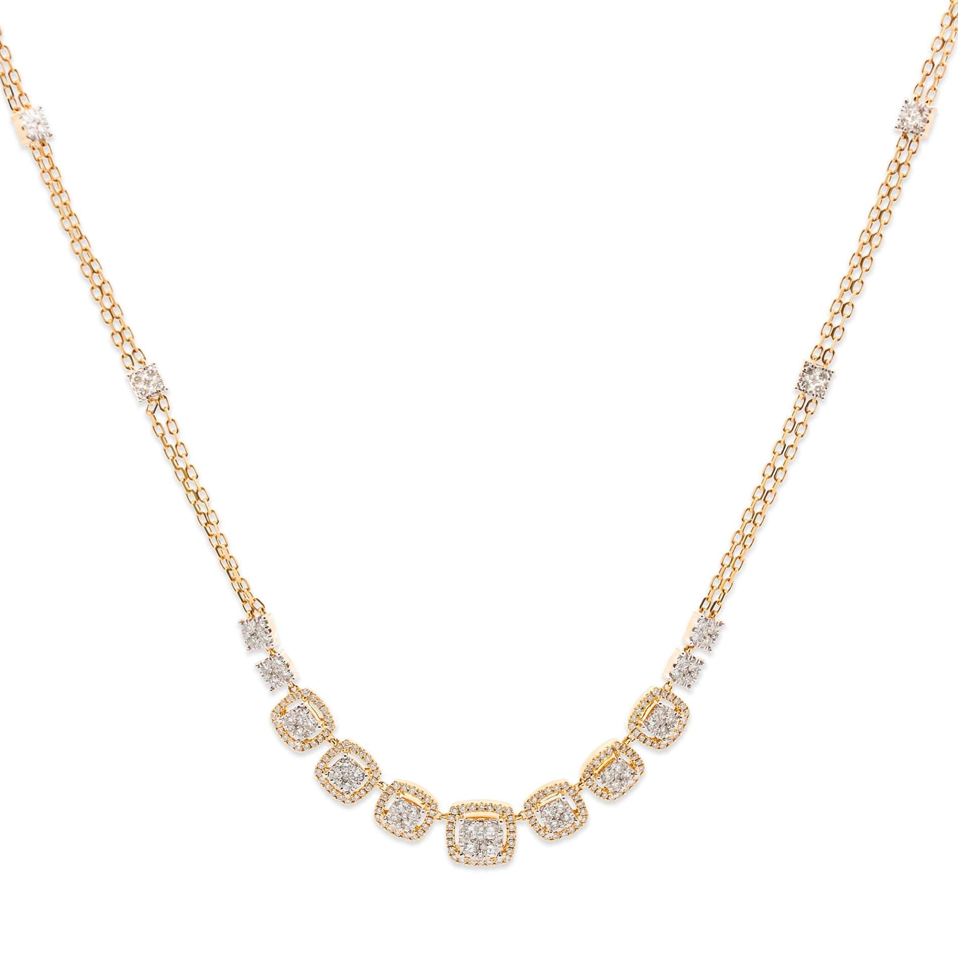 Diamond Cluster Chain Necklace