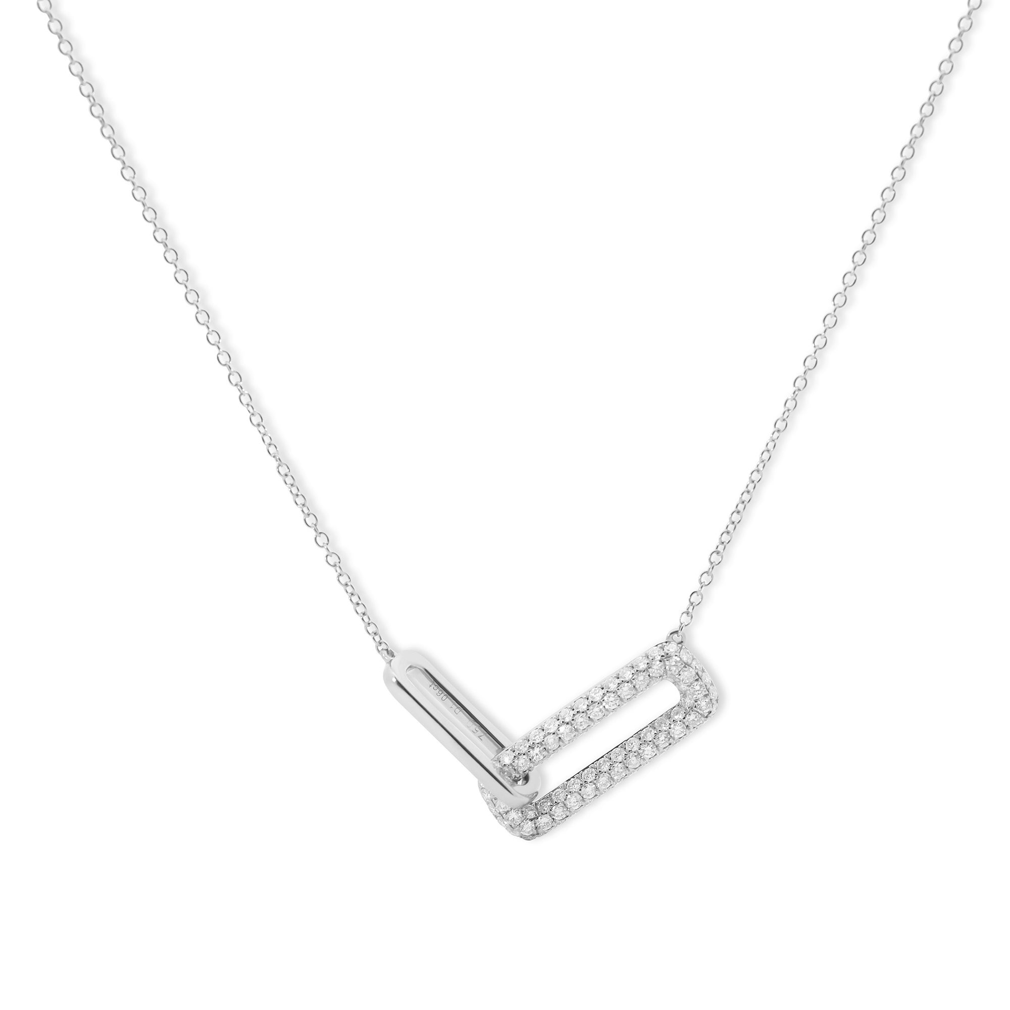 Interlocking Diamond Rectangle Pendant Necklace