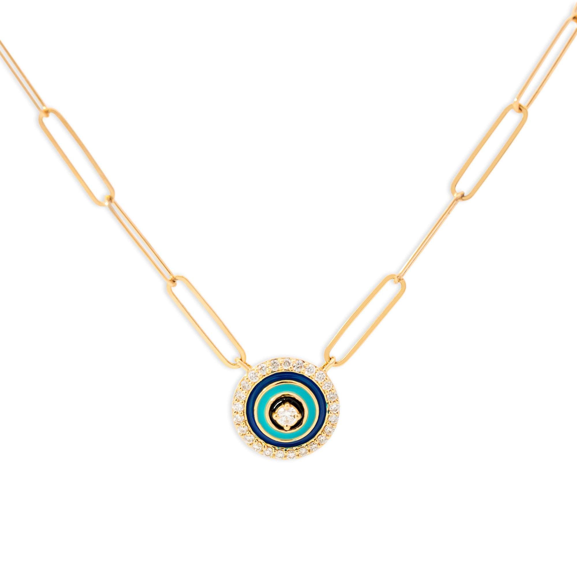 Enamel and Diamond Evil Eye Necklace