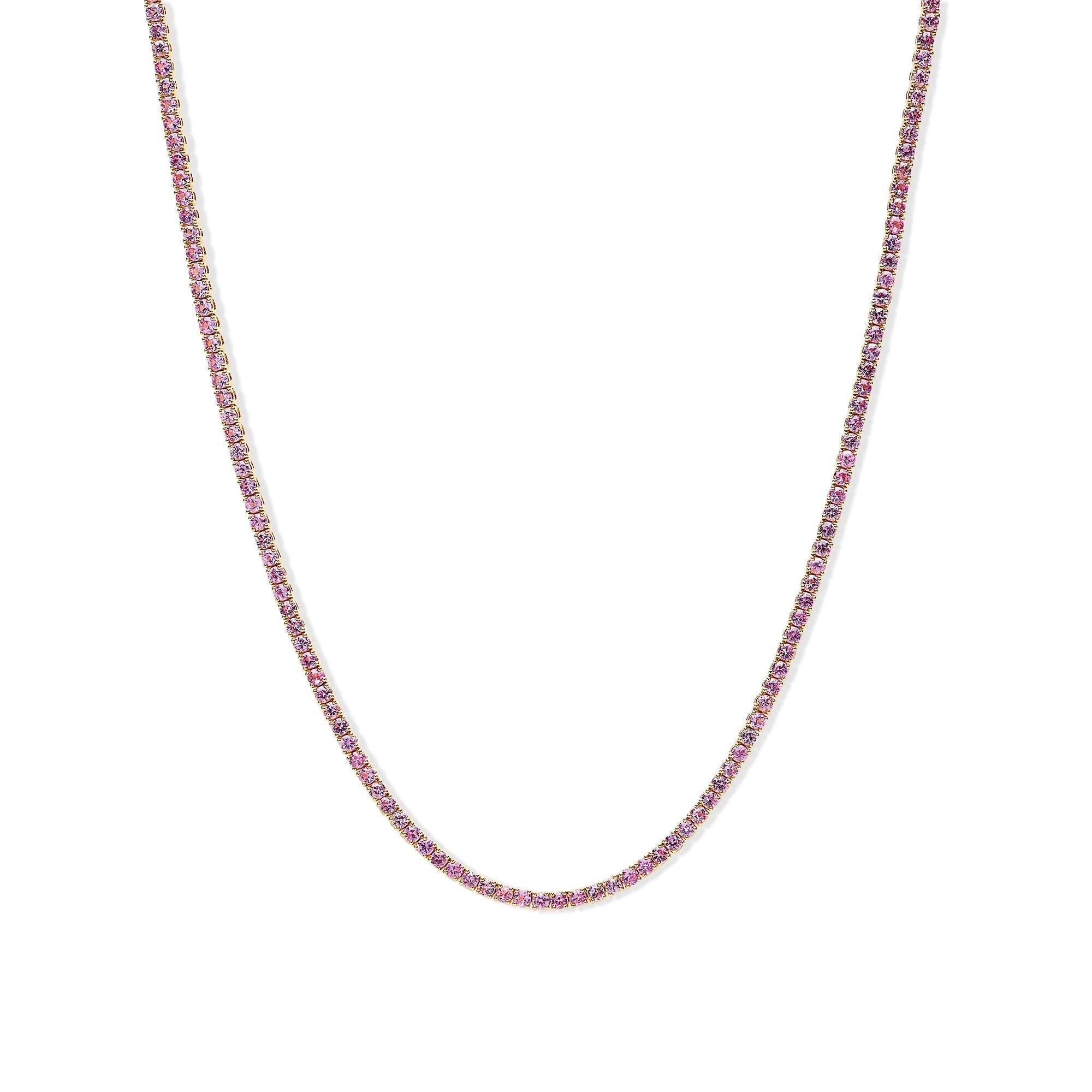 Pink Sapphire Tennis Necklace