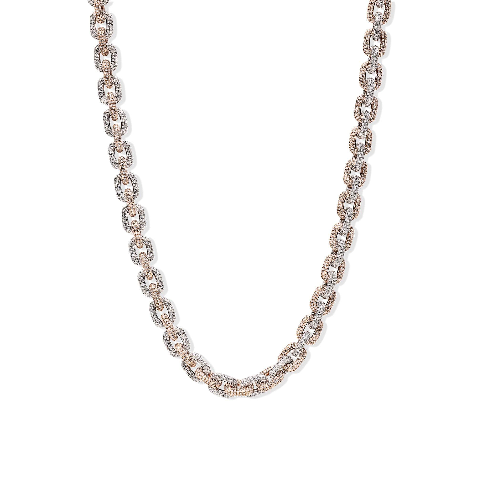 Two Tone Rose Diamond Link Chain