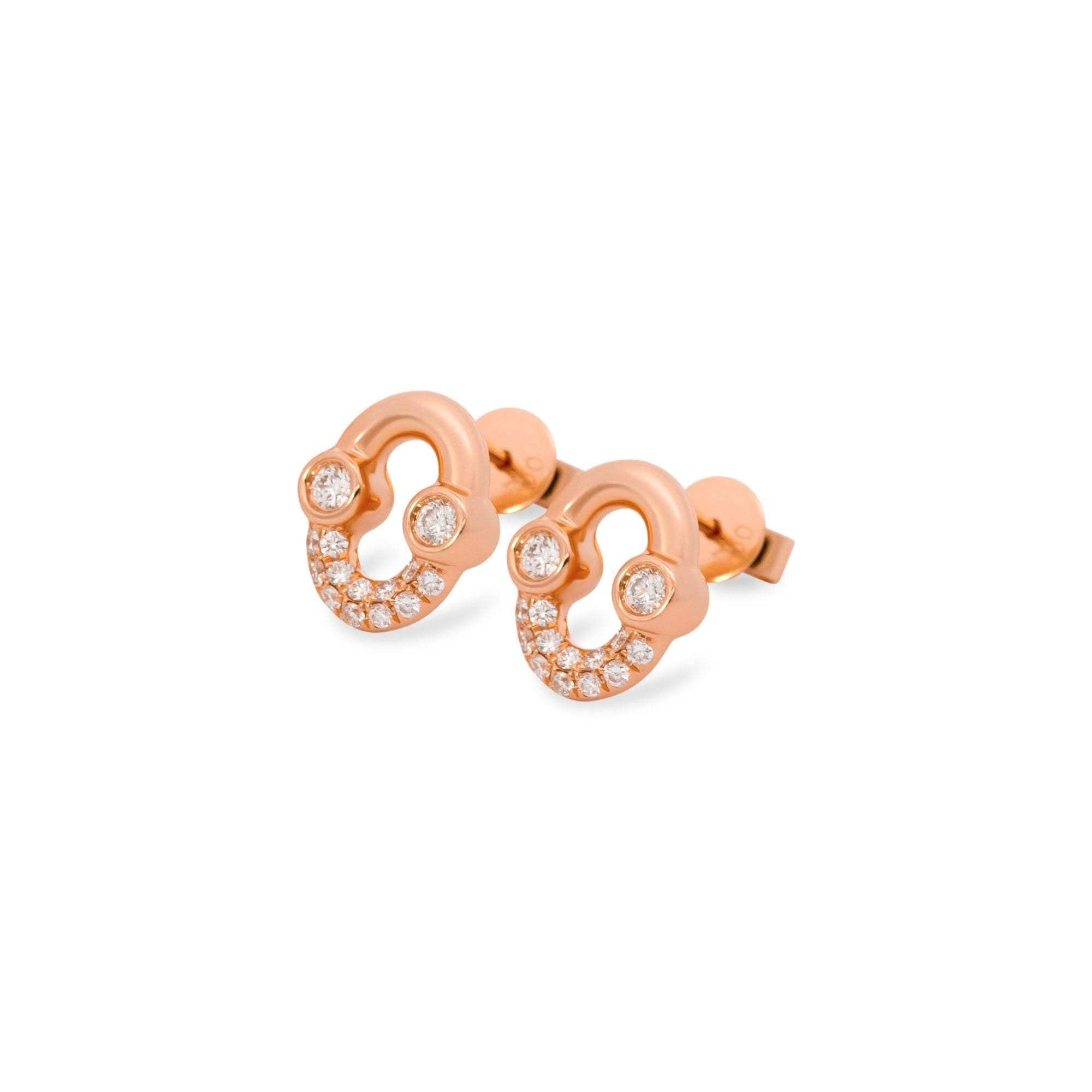 Umlaut Half Diamond Stud Earrings