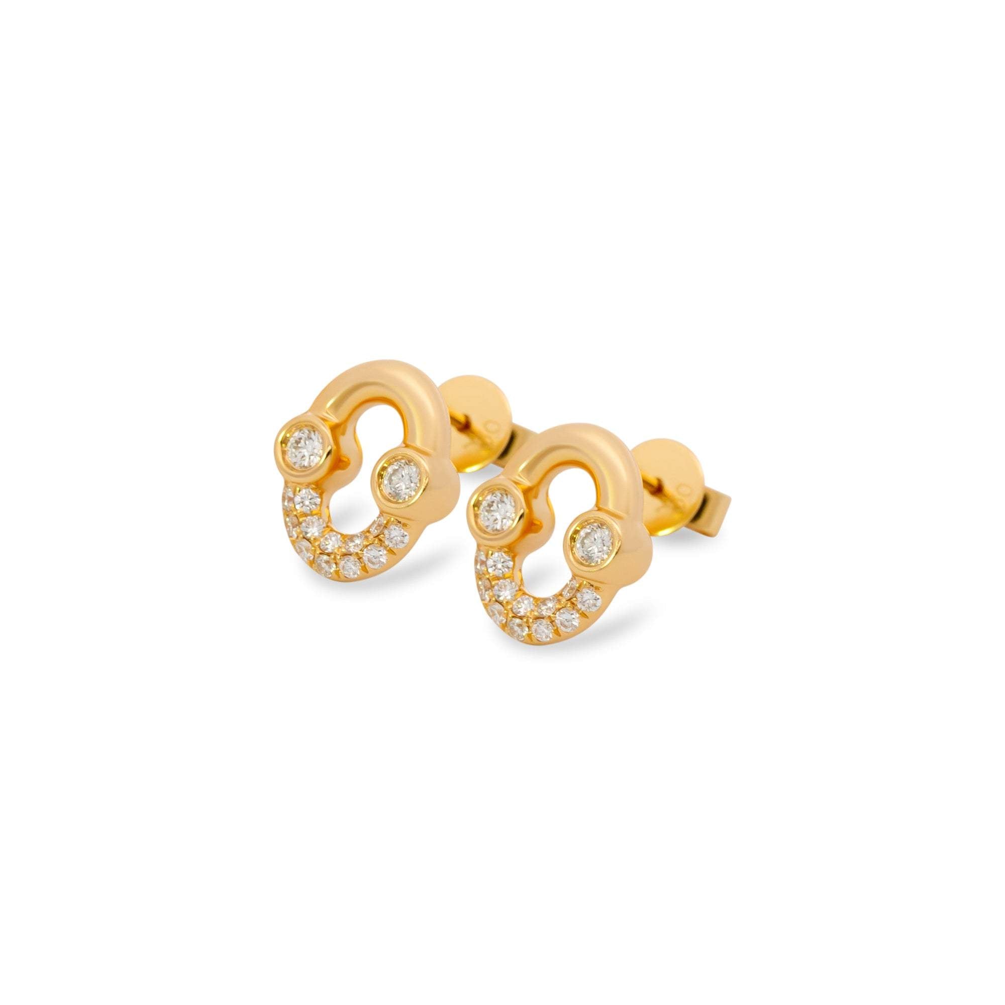 Umlaut Half Diamond Stud Earrings