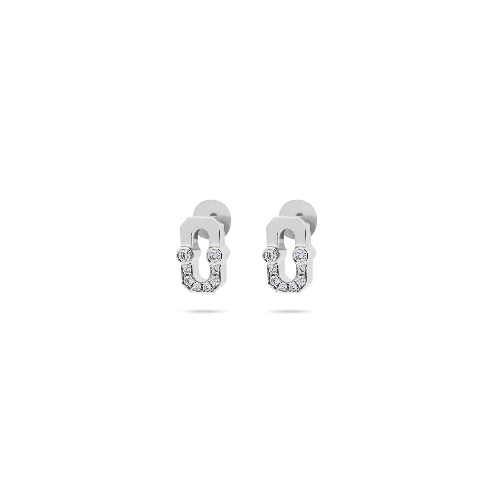 Varsity Umlaut Half Diamond Stud Earring