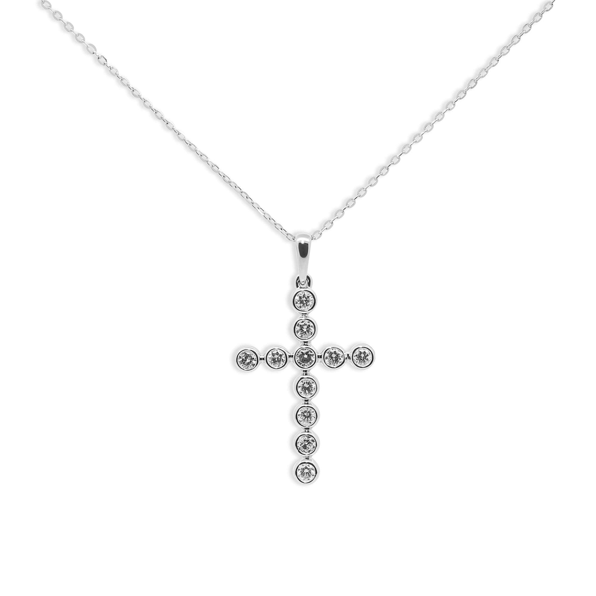 Diamond Bezel Cross Necklace