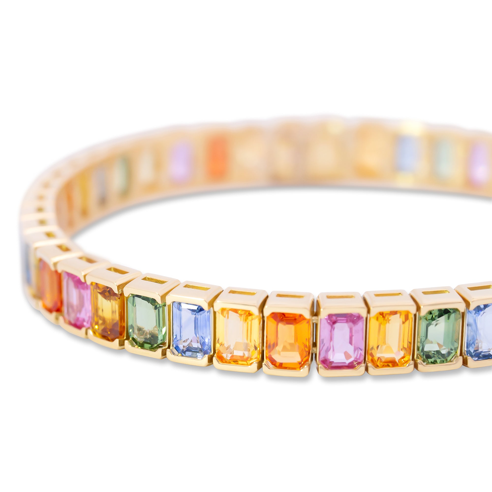 Multicolor Sapphire Bezel Set Bracelet
