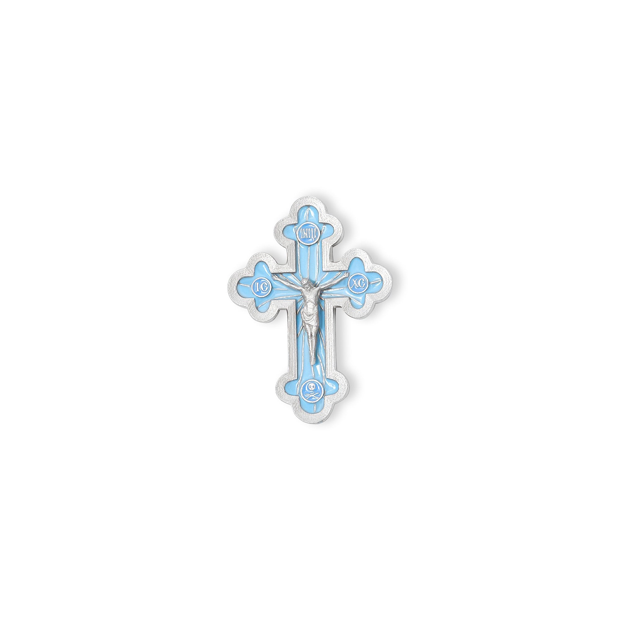 BLUE ENAMEL CRUCIFIX PENDANT