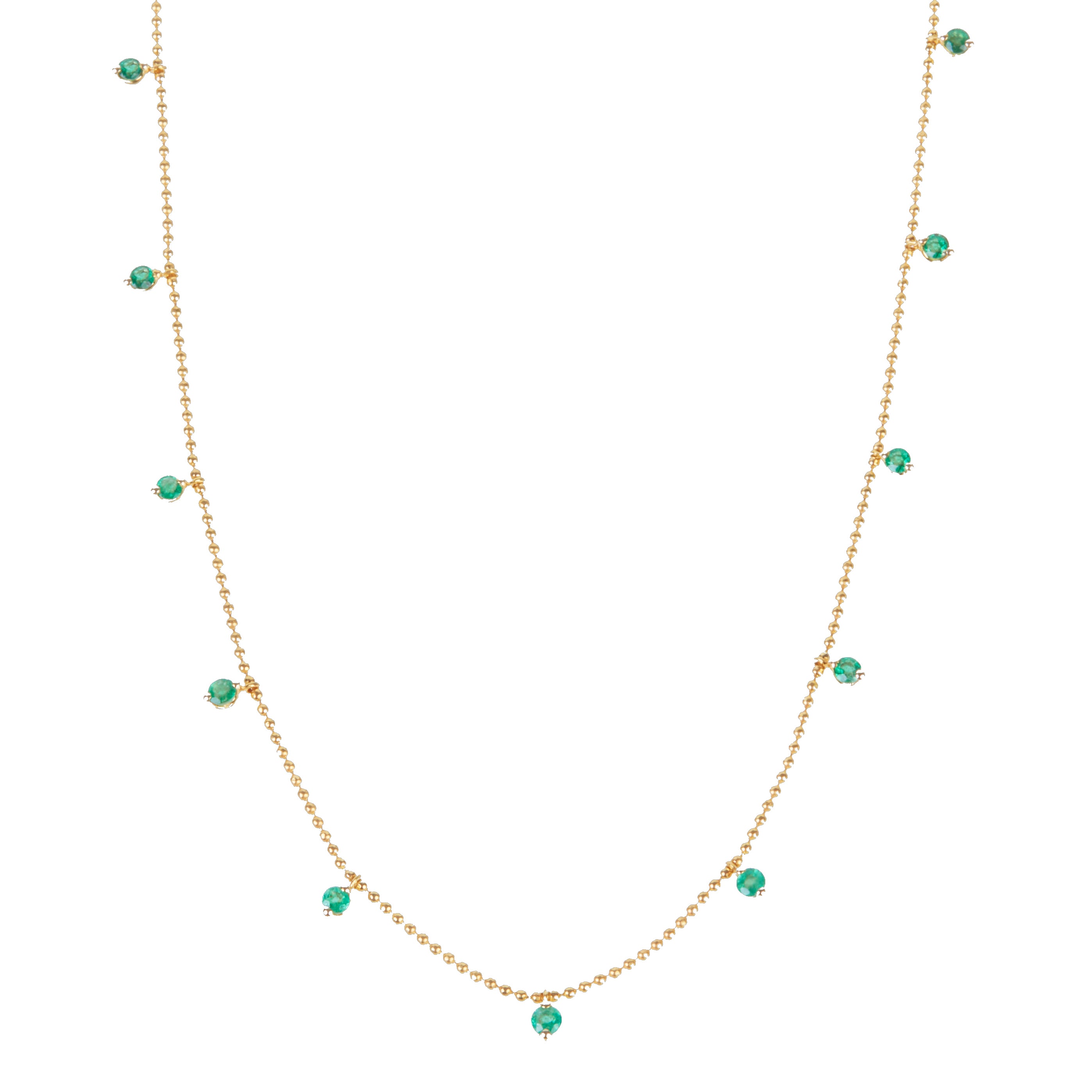 Emerald Ball Chain Necklace