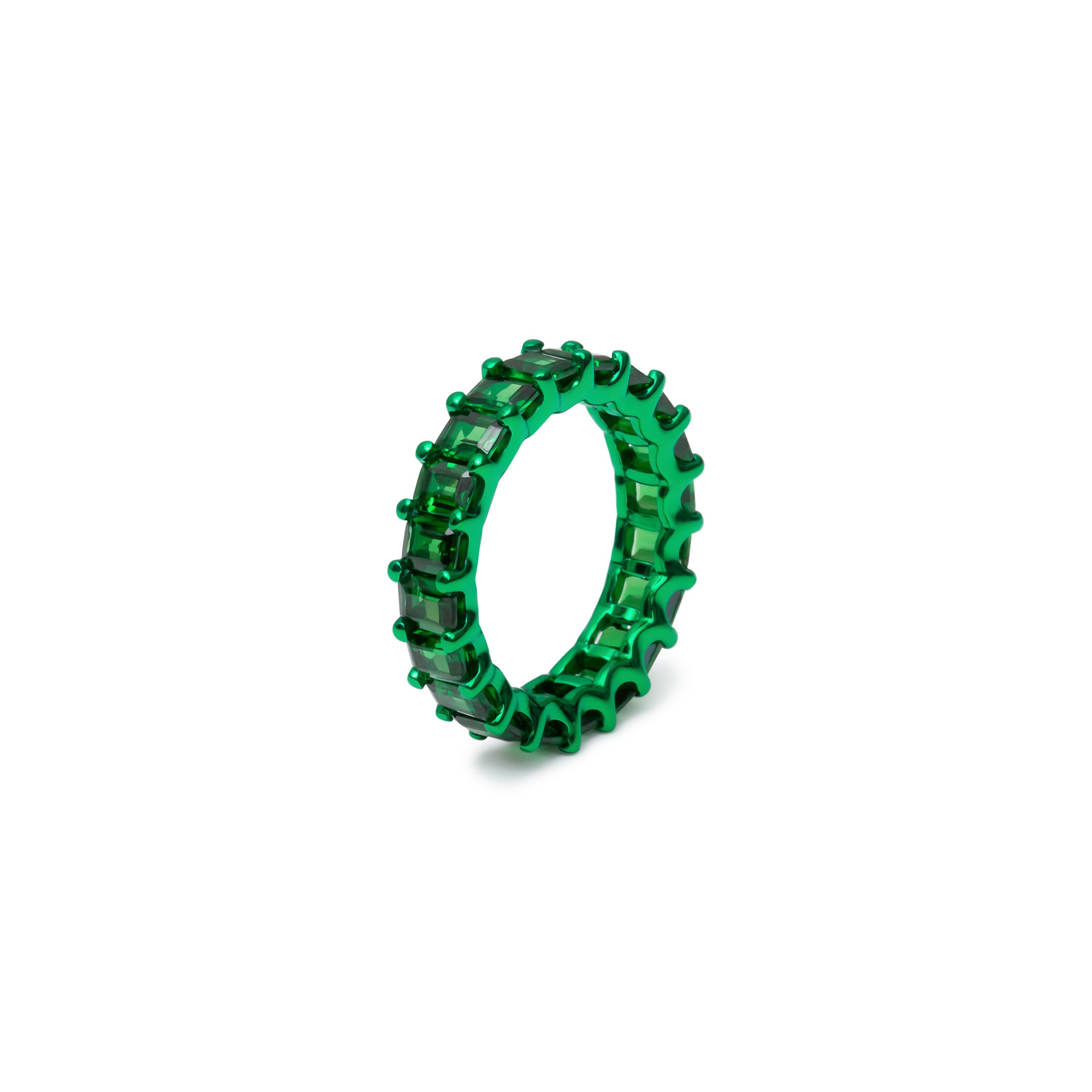 Green Garnet Emerald Cut Ring