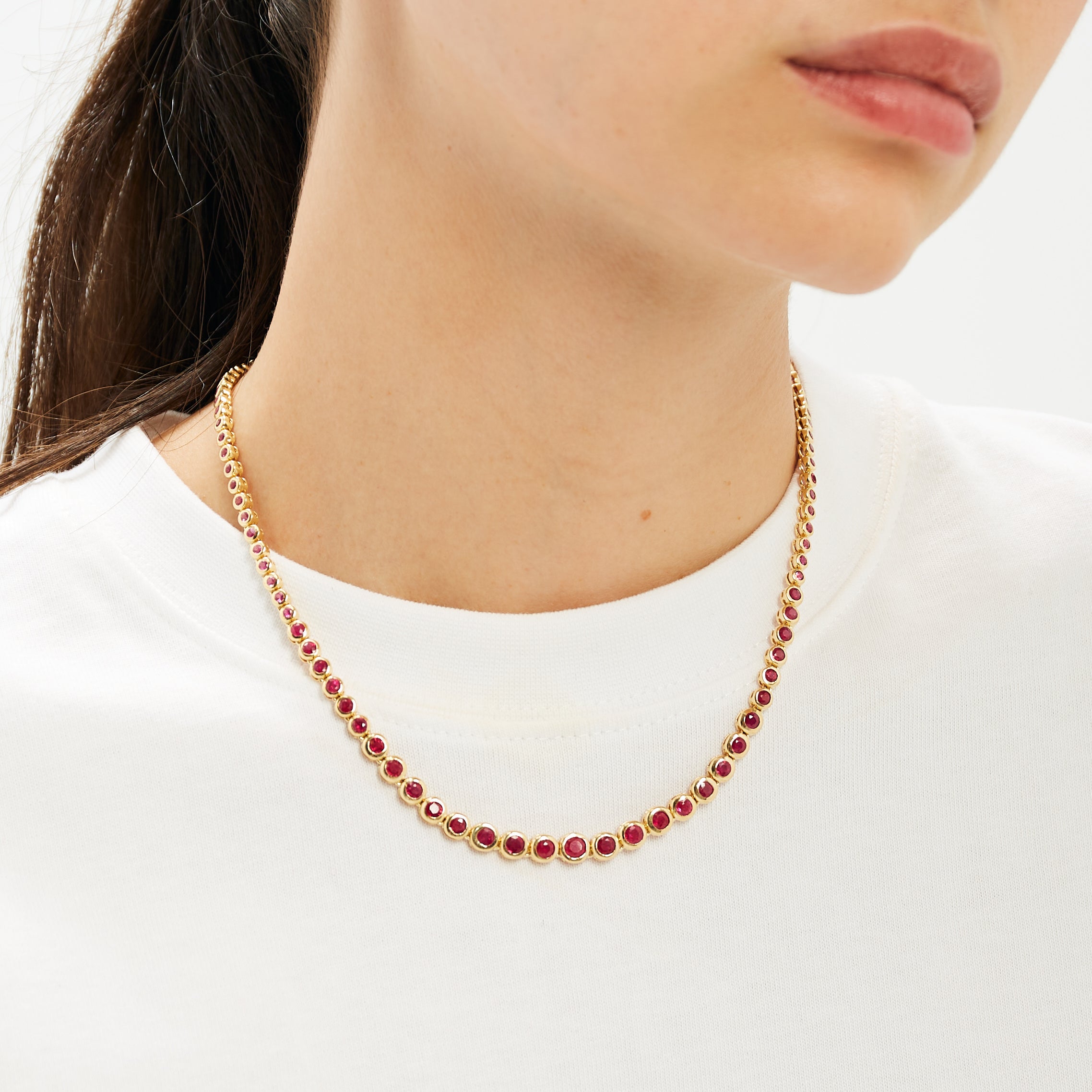 Ruby Colored Stone Necklace