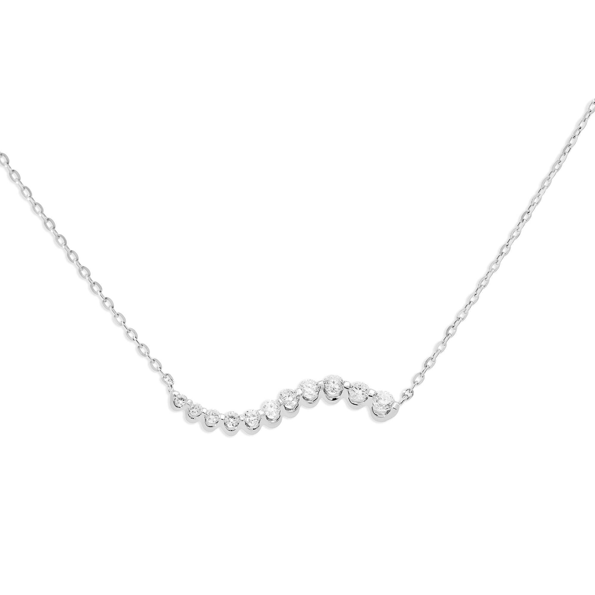 Wavy Diamond Pendant Necklace