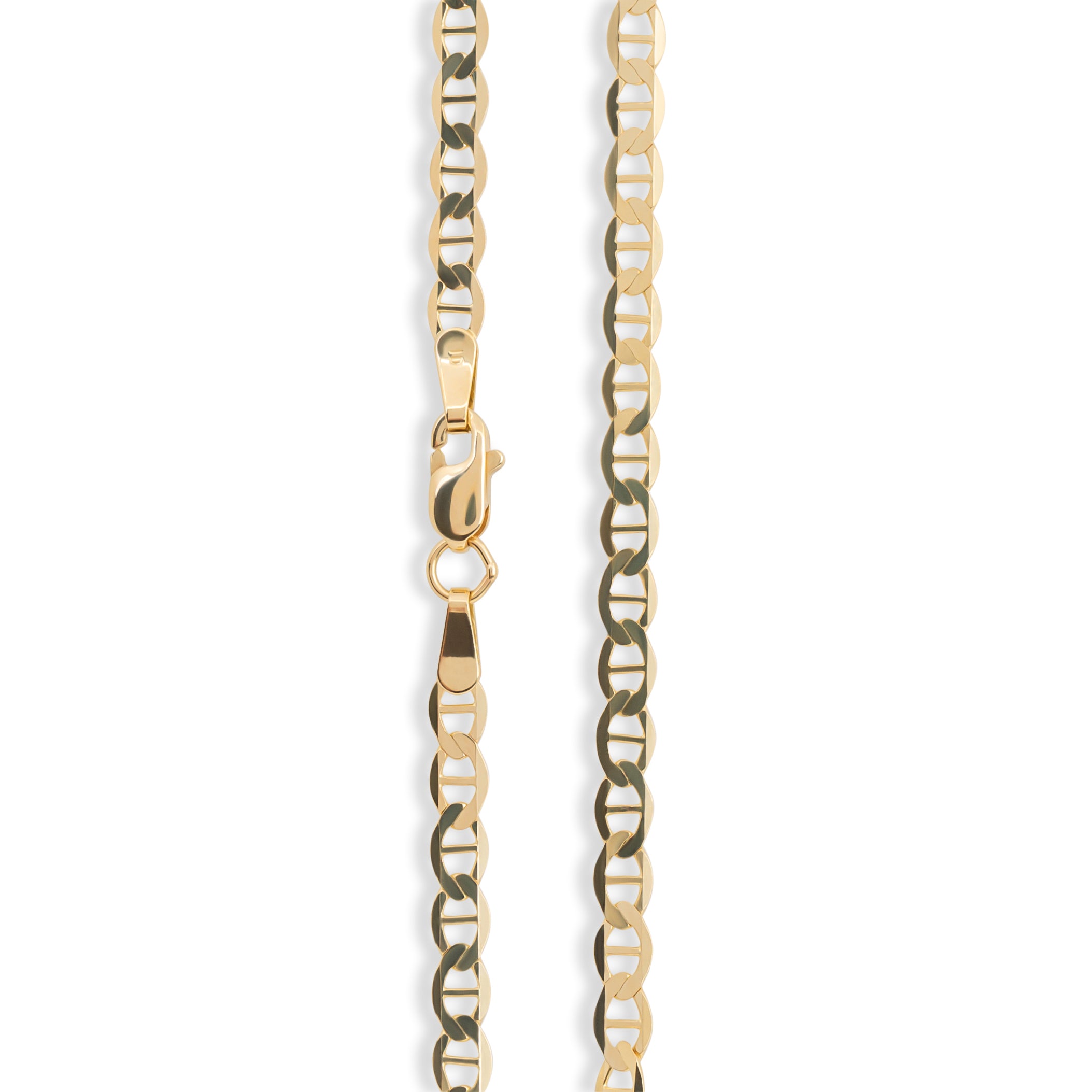 040 Gauge Mariner Chain Necklace in 14K Solid Gold Bonded Sterling Silver -  18