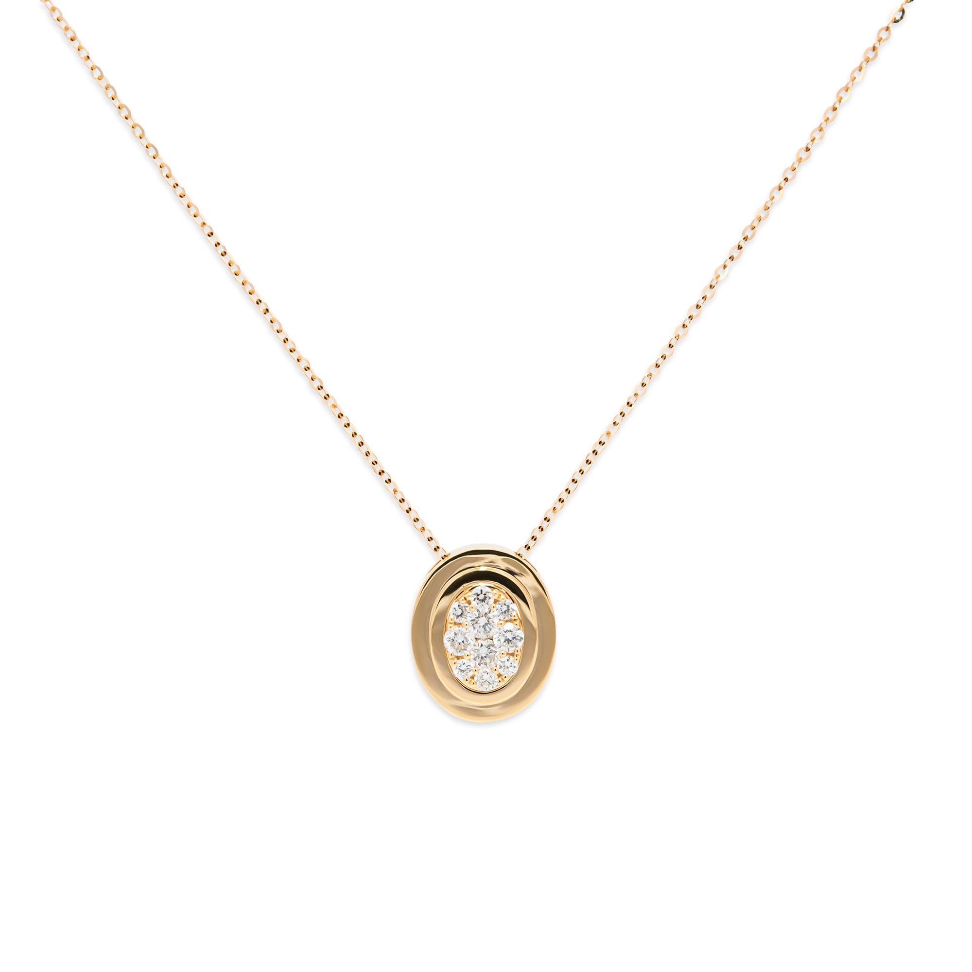 Oval Diamond Cluster Necklace