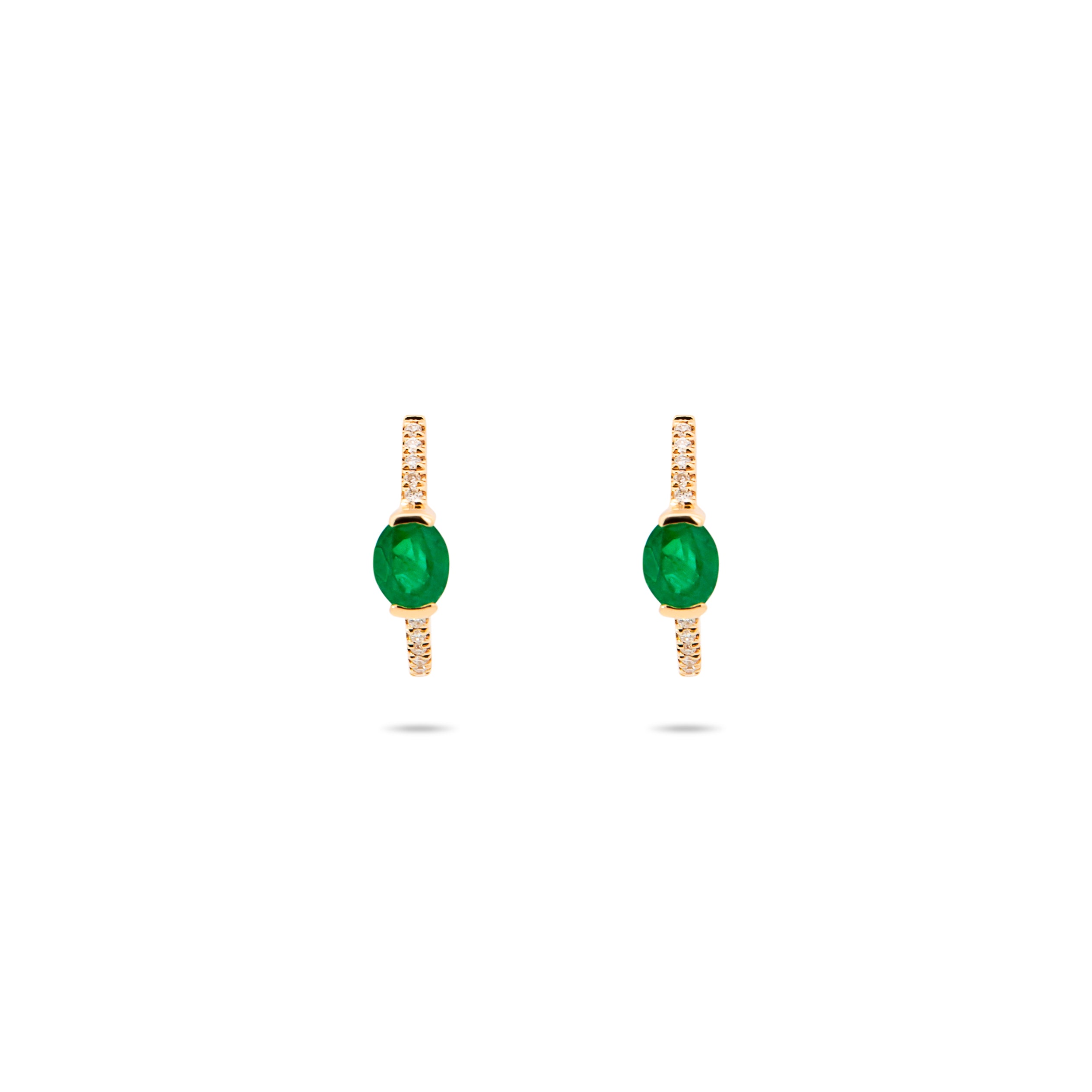 Emerald Diamond Huggie Earrings
