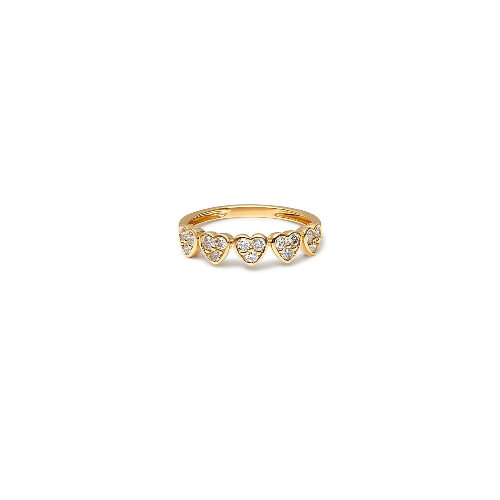 5 Heart Diamond Ring