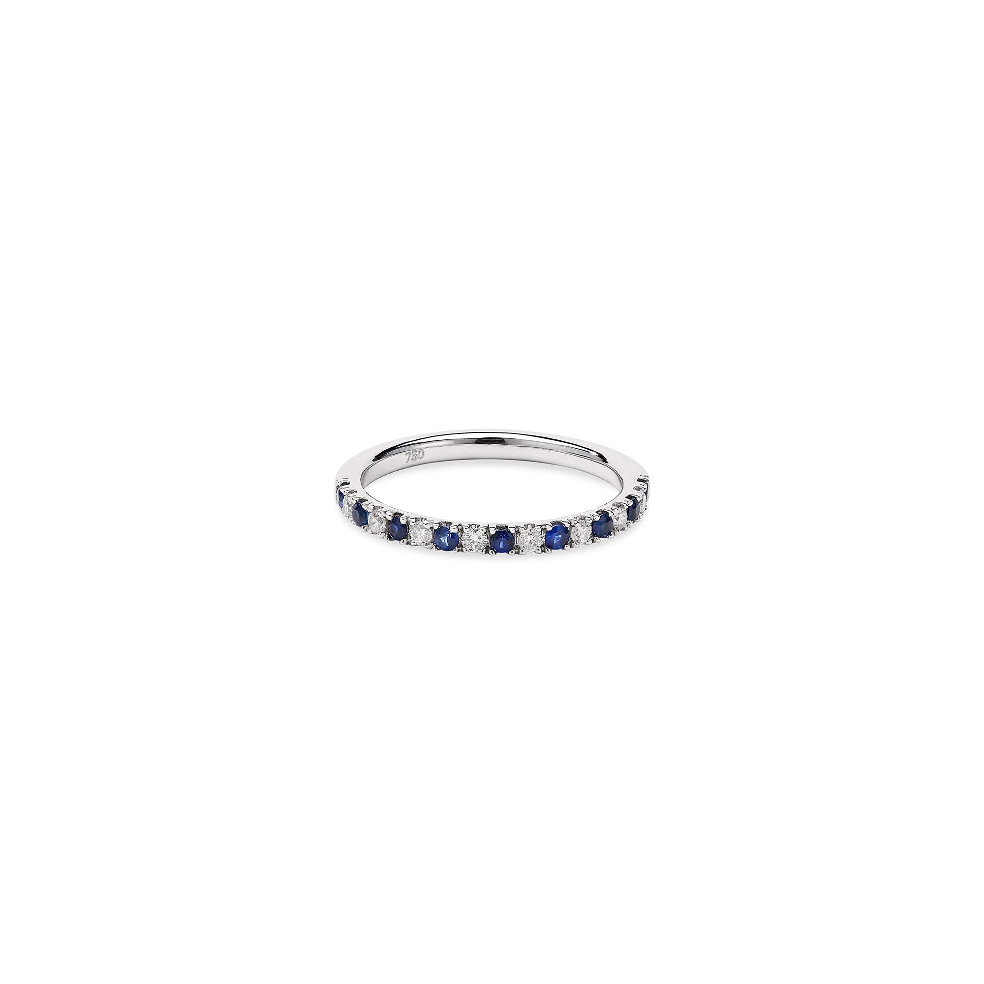 Half Diamond Sapphire Eternity Ring