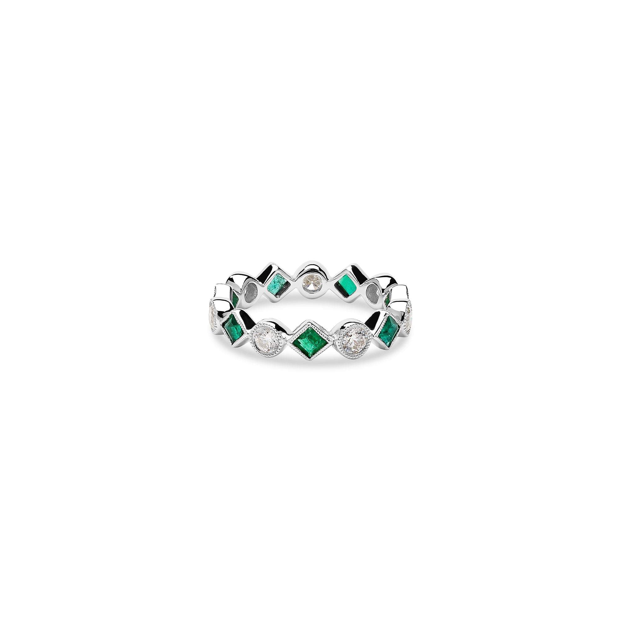 Multi Emerald Diamond Eternity Band