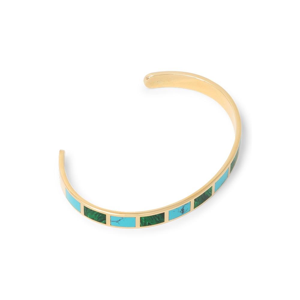 Malachite and Turquoise Cuff | 18K Yellow Gold