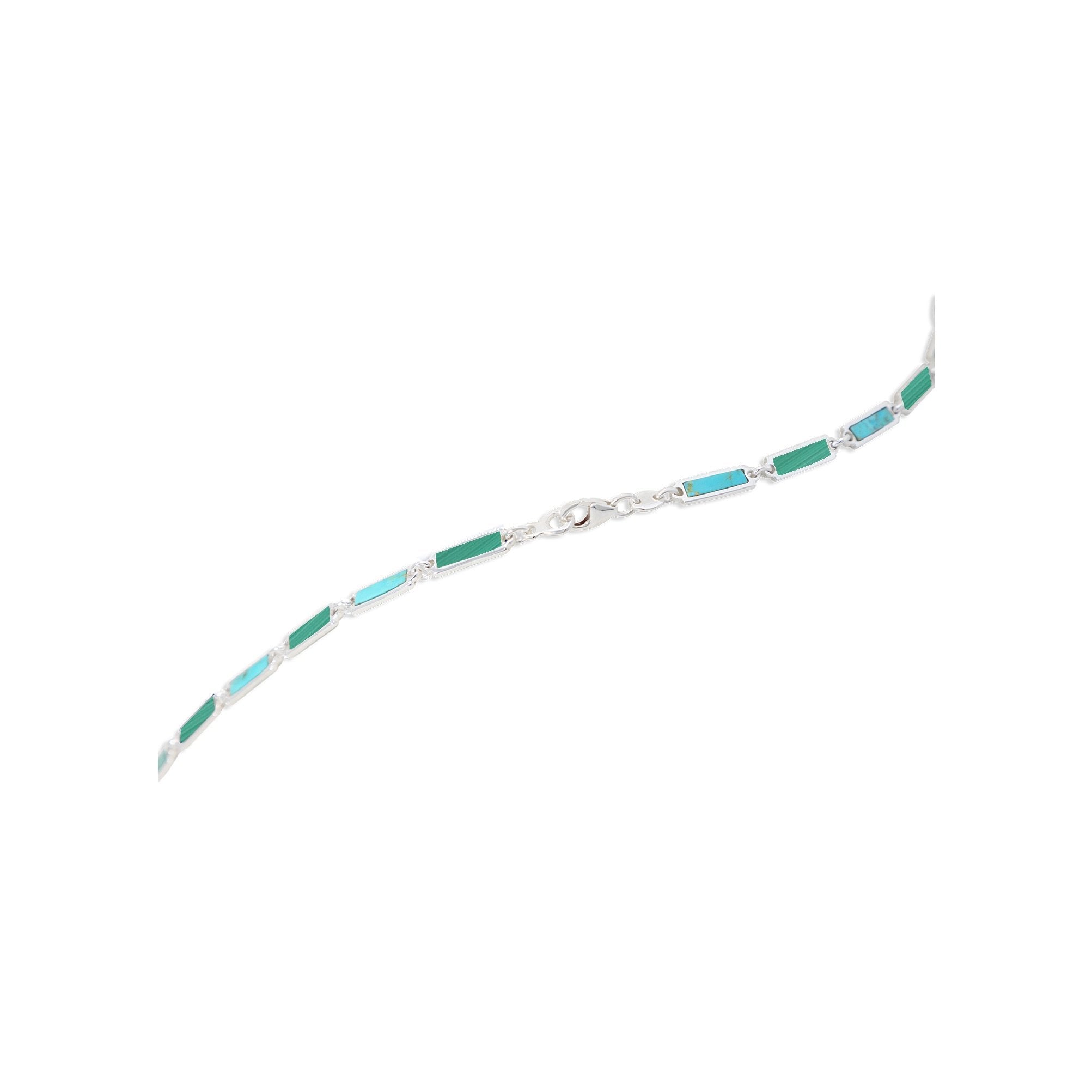 Malachite and Turquoise Bar Necklace | 925 Sterling Silver