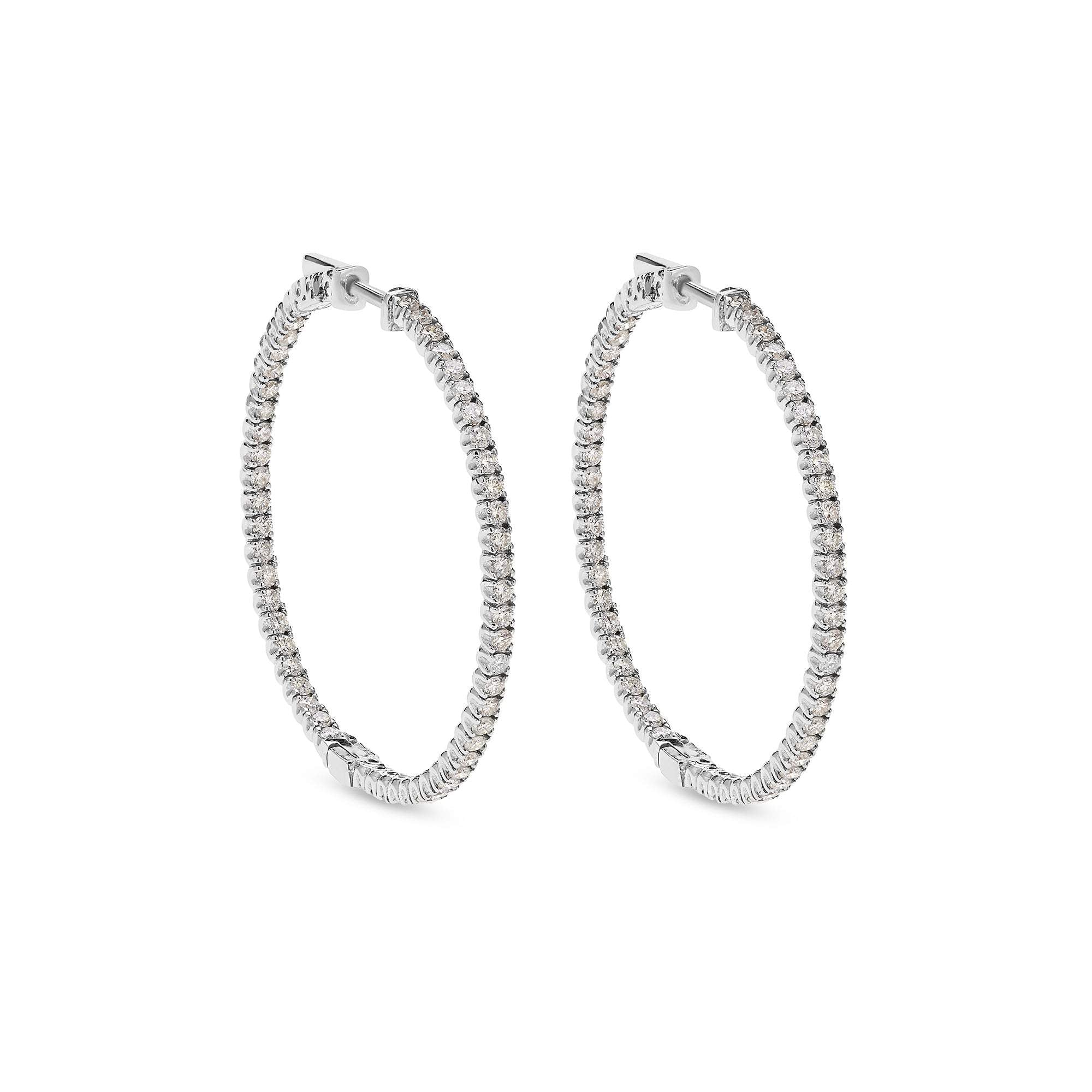 1.5 Inch Diamond Hoop Earrings