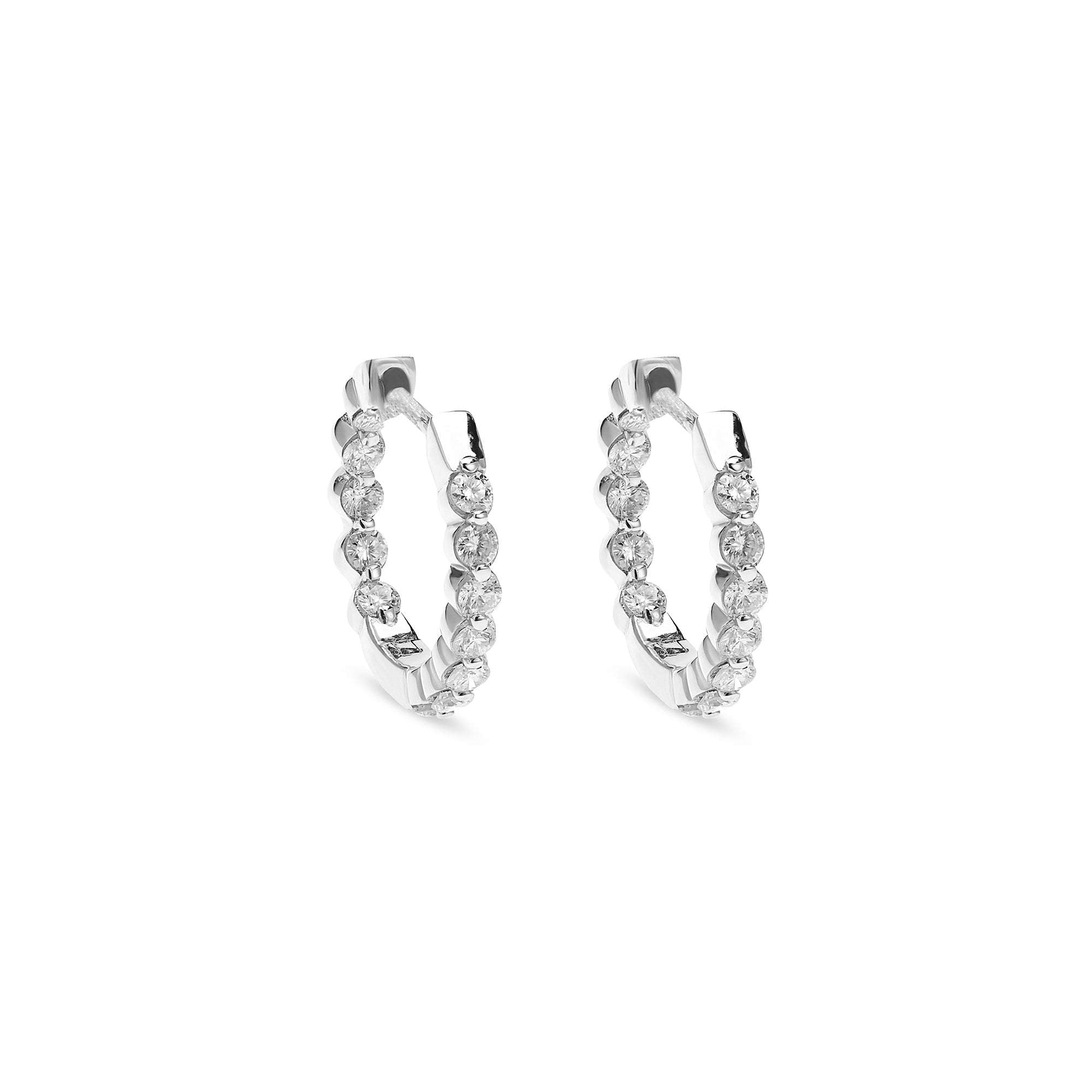 Diamond Prong Hoop Earrings