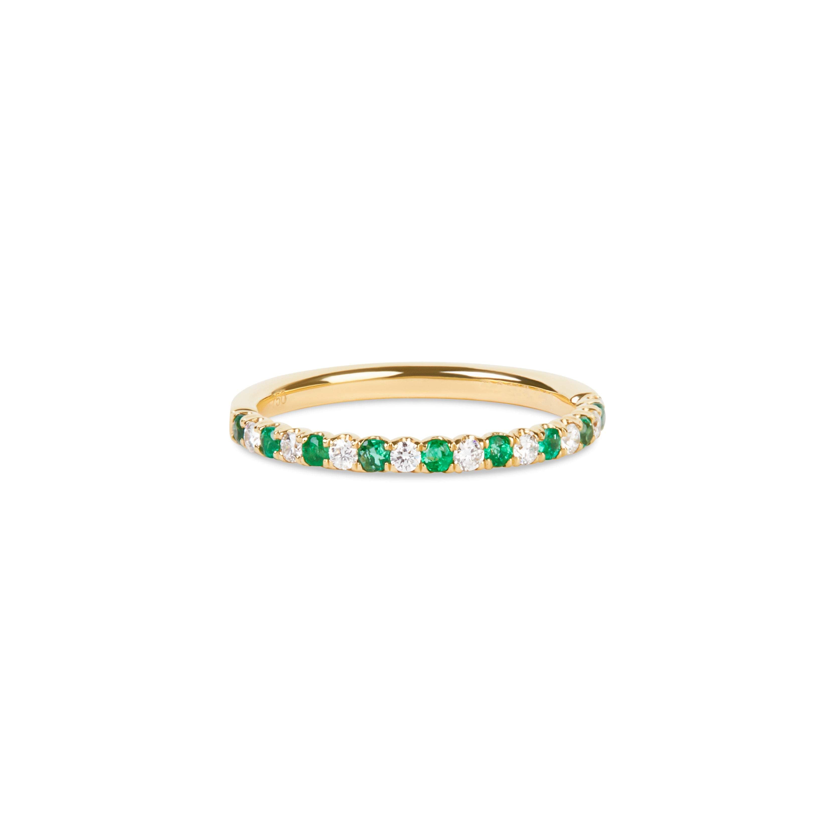 Half Diamond Emerald Eternity Ring