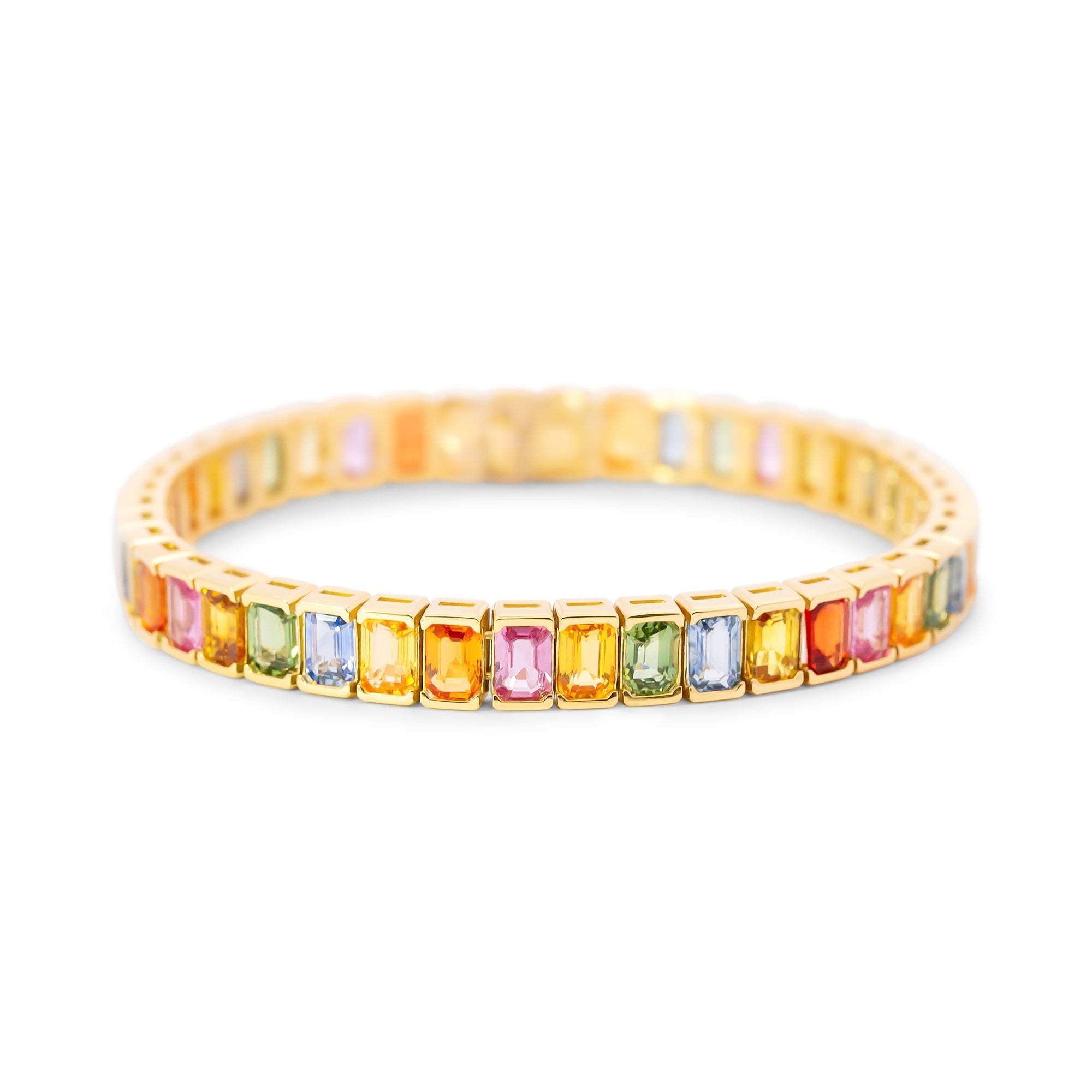 Multicolor Sapphire Bezel Set Bracelet