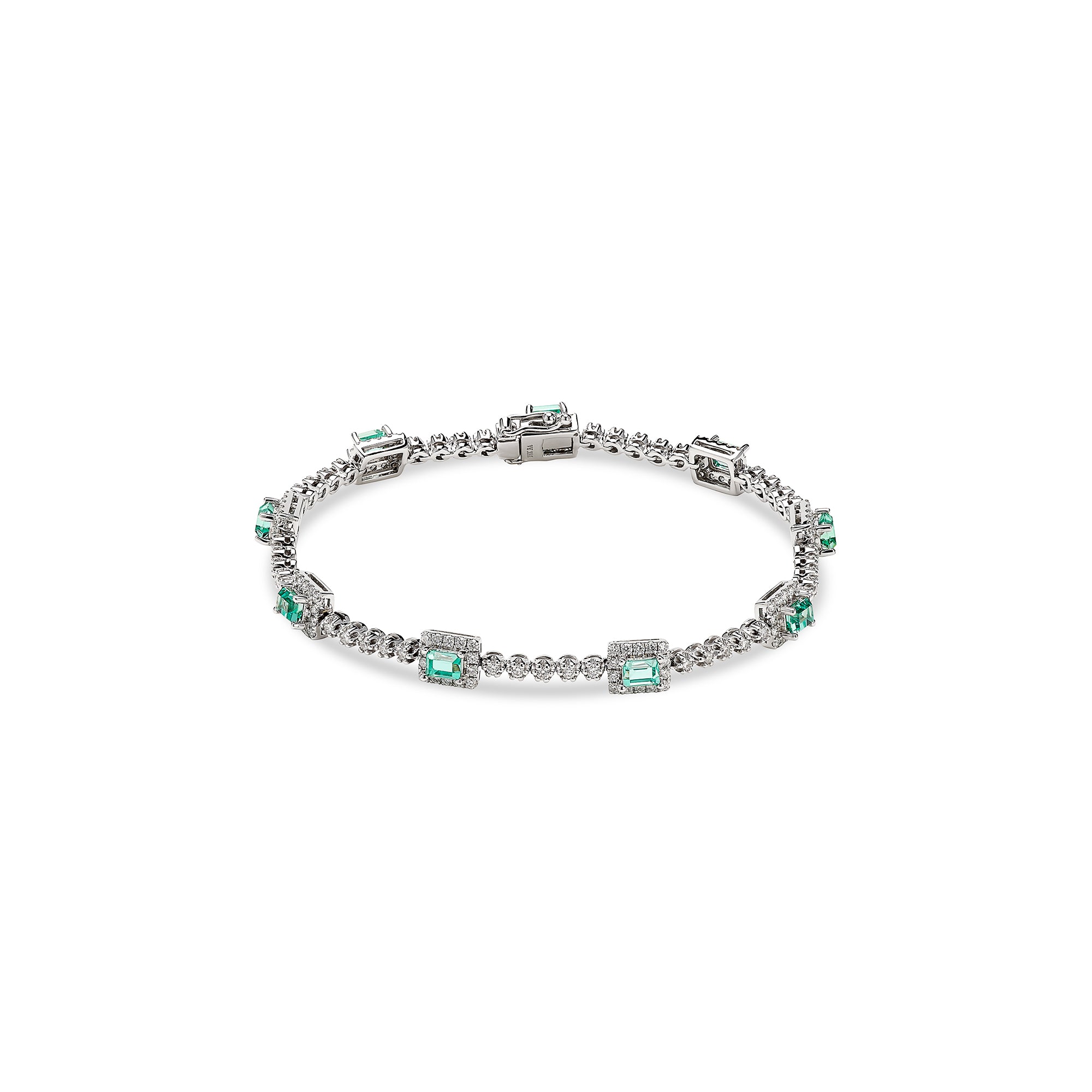 Emerald Diamond Link Bracelet