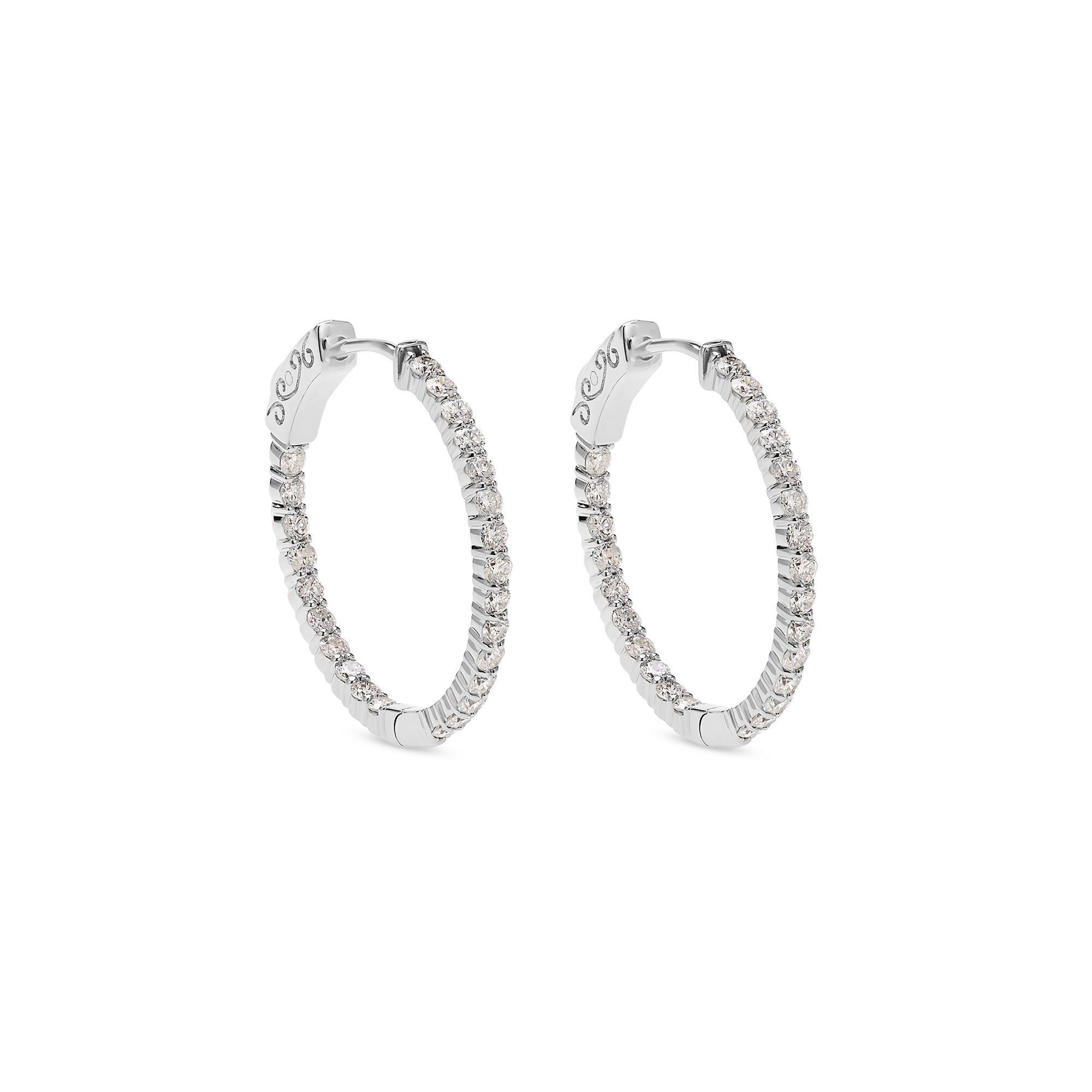 .75 Inch Diamond Hoop Earrings